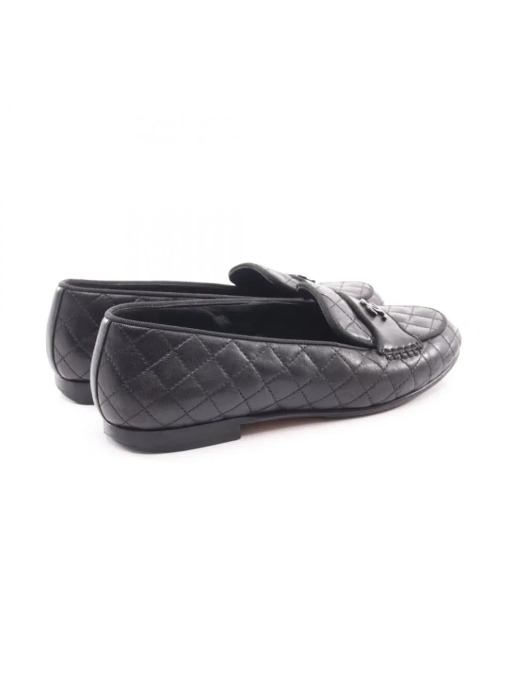Chanel Loafers Quilted CC Logo Bk Leather
